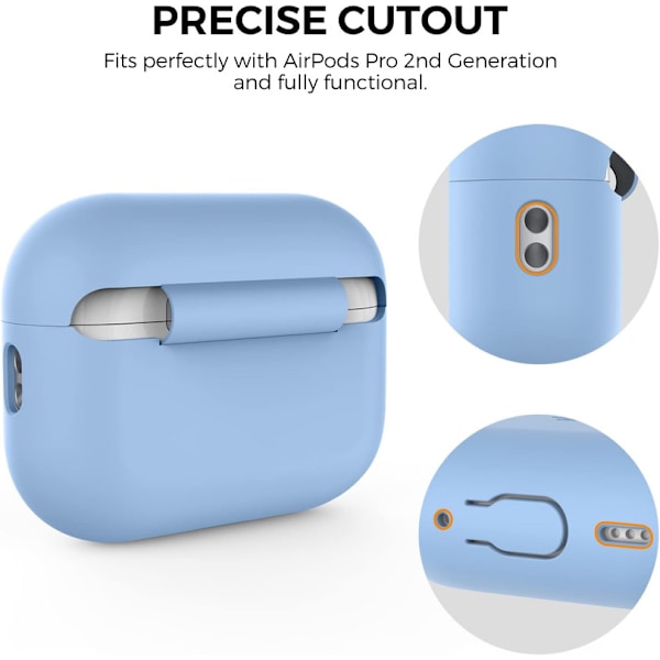 Silikonskal för AirPods Pro 2 med handledsrem – Stöd för USB-C, synlig front-LED, kompatibel med 2:a generationen blå