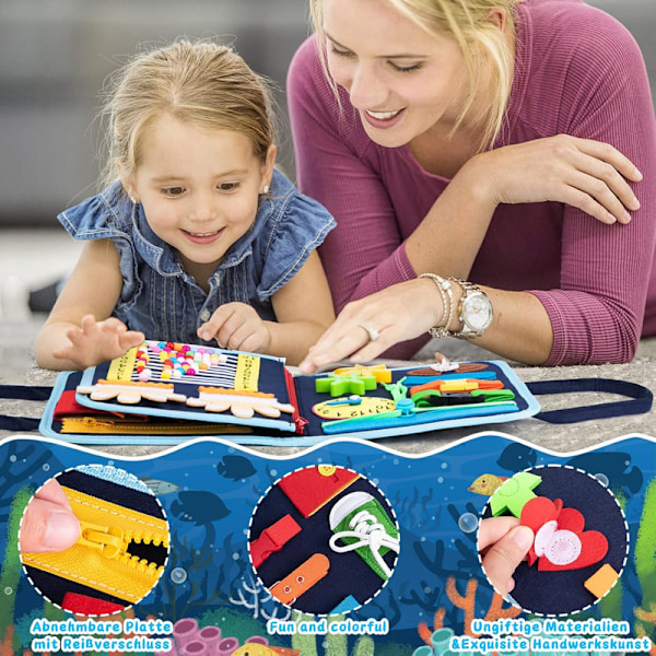 Montessori Busy Board 20-i-1, Lärande Leksak för 1-4 År, Portabel Reseleksak