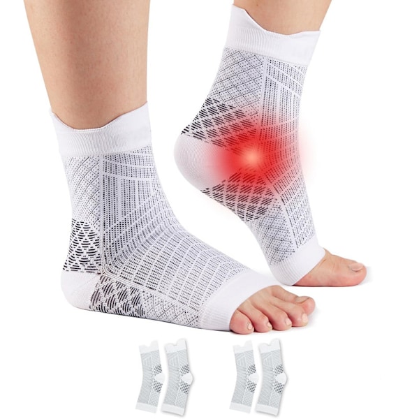 2 par kompressionsstrømper med ankelstøtte – ergonomiske sportsstrømper til træning og hverdag White 2 pairs EU 35-39