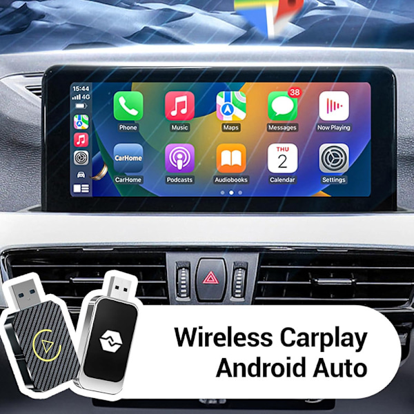 Langaton CarPlay-sovitin 2025, CarPlaylle ja Android Autolle, Plug-and-Play