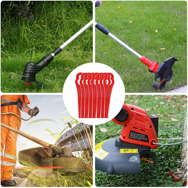 set med 100 reservblad i plast för trädgårdsträdgård gräsklippare, längd 83 mm (röd) röd