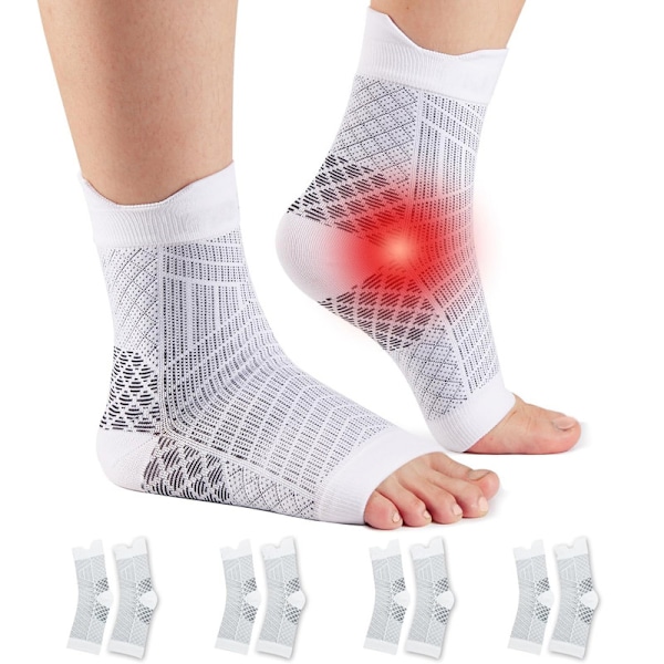 4 par kompressionsstrumpor med fotledsstöd – ergonomiska sportstrumpor för träning och vardag Whtie 4 pairs EU 40-45