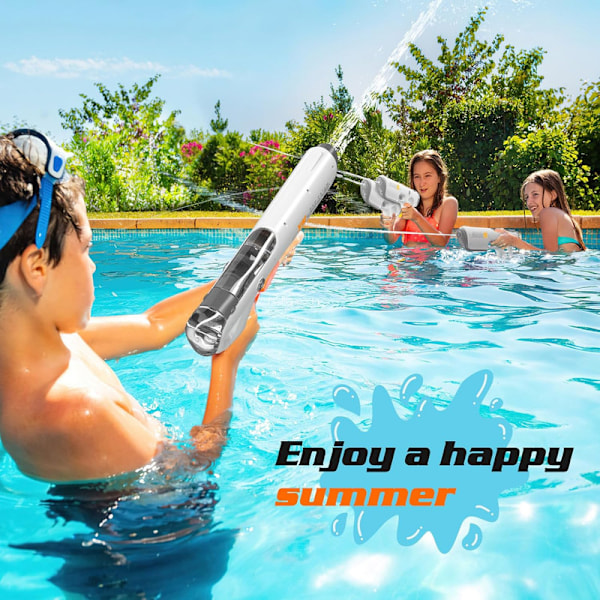 Elektrisk Vattenpistol–Automatisk Påfyllning,10 m Räckvidd, Batteridriven Vattenblaster för Sommar, Strand & Pool grå