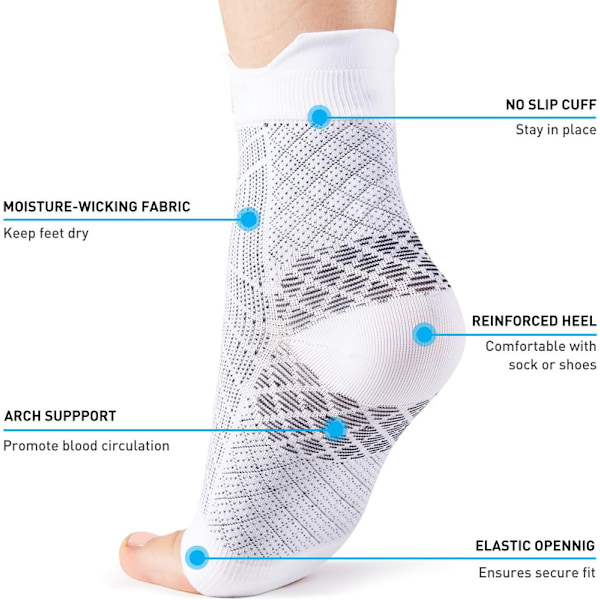 4 paria kompressiosukkia nilkkatuella – ergonomiset urheilusukat treeniin ja arkeen Whtie 4 pairs EU 40-45