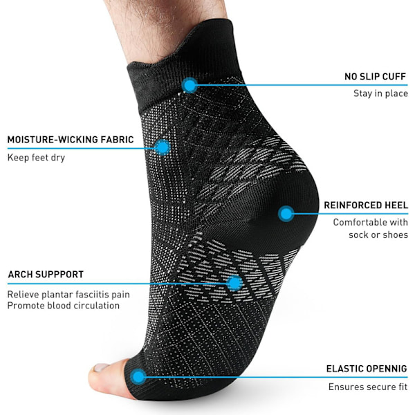 4 paria kompressiosukkia nilkkatuella – ergonomiset urheilusukat treeniin ja arkeen Black 4 pairs EU 40-45