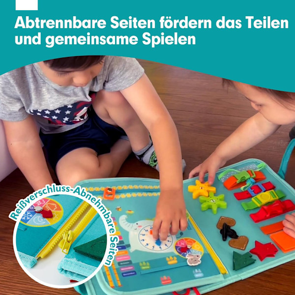 Montessoribräda, barn 1-4 år, 9-i-1 aktivitetsleksak för resor och lärande