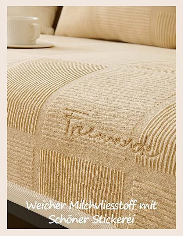 Moderne stribet sofabetræk med skridsikkert design Beige 70x180cm
