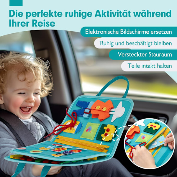 Montessoribräda, barn 1-4 år, 9-i-1 aktivitetsleksak för resor och lärande
