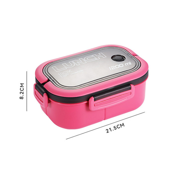 Bento-lunchlåda med fack, 2-lagers matlåda läckagesäker för vuxna, salladslåda to-go, frukostlåda, snacklåda för kontor och utflykter rosa