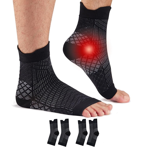 2 paria kompressiosukkia nilkkatuella – ergonomiset urheilusukat treeniin ja arkeen Black 2 pairs EU 35-39