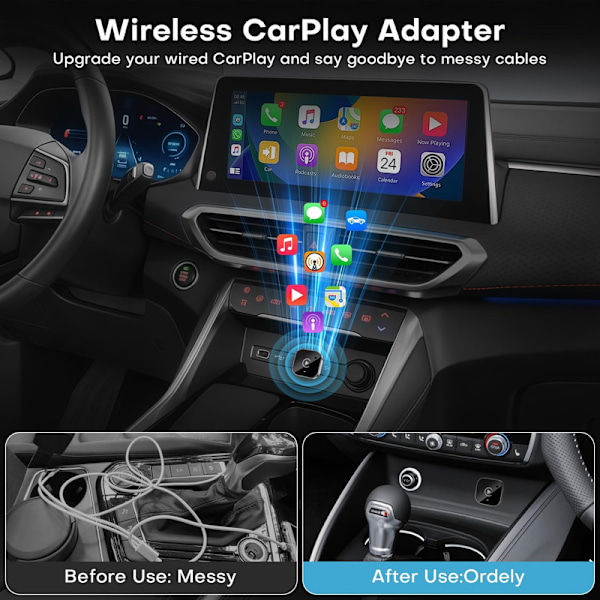 2-i-1 Trådlös CarPlay Adapter Android Auto Trådlös Adapter Smart Mini Box USB Dongel Plug and Play WiFi Snabb Anslutning
