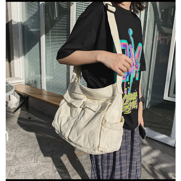 Dam axelväska, crossbodyväska, stor shoppingväska, handväska, casual crossbodyväska vit