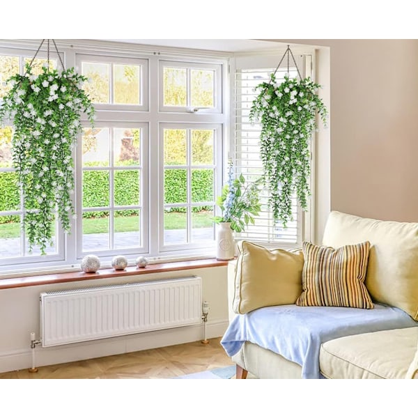 Konstgjorda Hängväxter 2-pack, Murgröna & Blommor, UV-beständig Väggdekoration Dark Red
