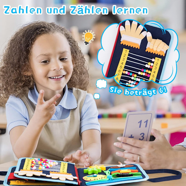Montessori Busy Board 20-i-1, Lärande Leksak för 1-4 År, Portabel Reseleksak