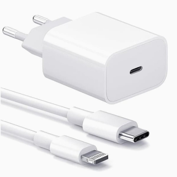 2-pak - Oplader til iPhone Adapter+Kabel 20W USB-C Hurtigoplader