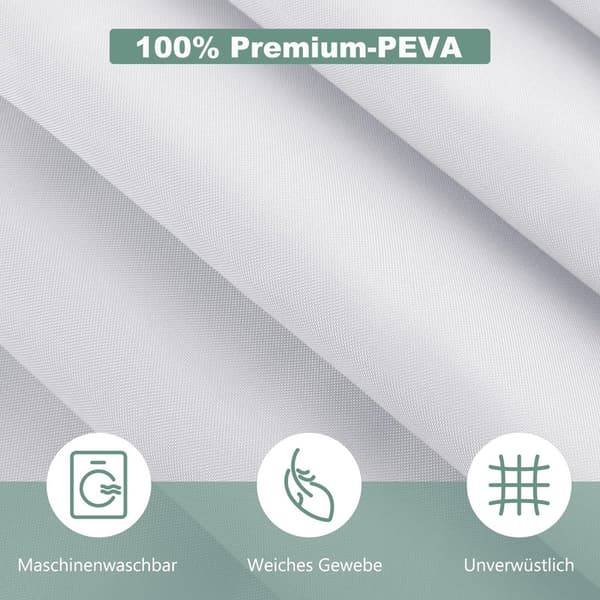 Lollanda Waterproof Shower Curtain 180x180 cm – Solid Color Design, with Hooks, Washable and Quick-Drying Gray