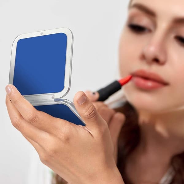 Lollanda Bærbart Makeup Spejl / Foldbart Makeup Spejl - Makeup Spejl Forstørrelse 15x blå