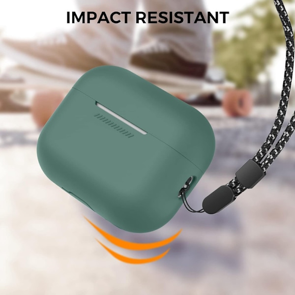 Silikonskal för AirPods Pro 2 med handledsrem – Stöd för USB-C, synlig front-LED, kompatibel med 2:a generationen grön