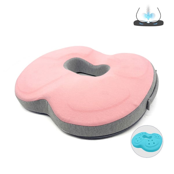 Orthopedic Seat Cushion / Seat Pad - Relieves the Tailbone Cushion / Pad (Pink And Light Gray) Pink And Light Gray