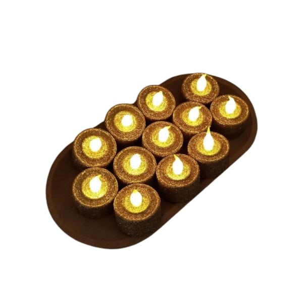 Paristokäyttöiset LED-valot realistisella liekillä, Kynttilänjalka, LED-kynttilät 6/12 kpl kulta
