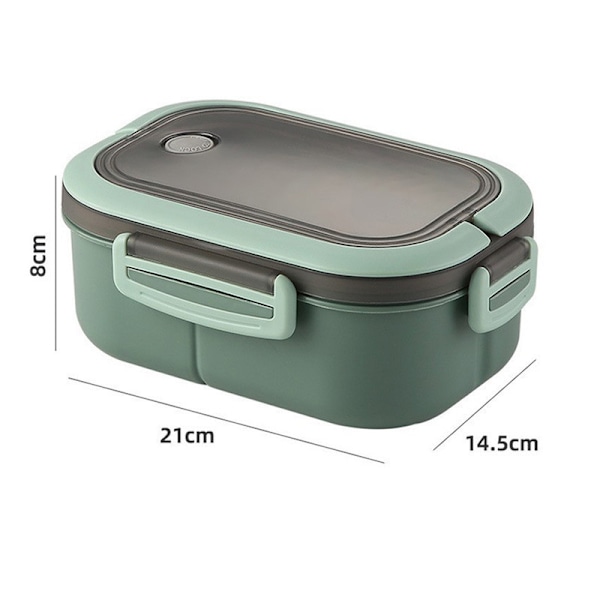 Bento-lunchlåda med fack, 2-lagers matlåda läckagesäker för vuxna, salladslåda to-go, frukostlåda, snacklåda för kontor och utflykter grön