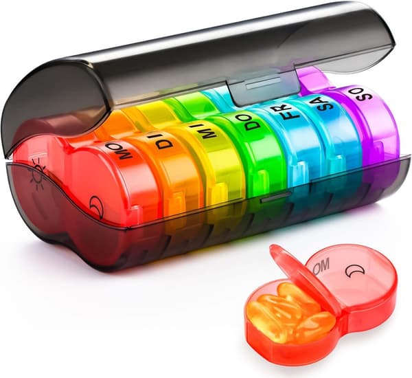 Rund Dosett / Medicindosett, rund 7-dagars medicinförvaring Multicolor
