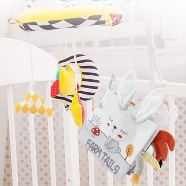 Baby bog, stofbog babylegetøj, dyretema stofbog, Baby stofbog, interaktiv baby stofbog, gave til drenge piger, babylegetøj fra 6 måneder - kanin