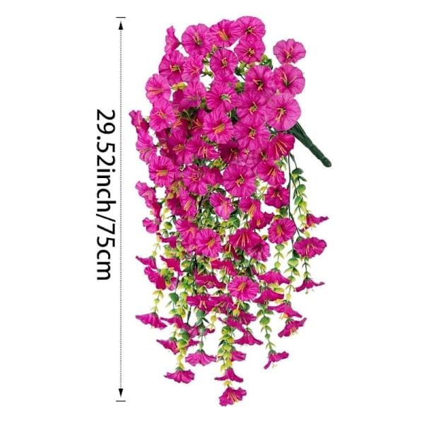 2-pak UV-bestandige Hængende Kunstige Blomster – Morning Glory-vinranker 75 cm, Naturtro Til Have & Boligindretning rød