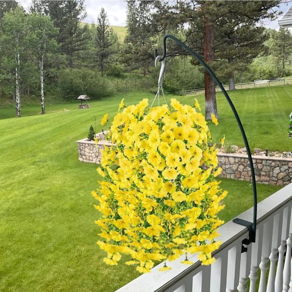 2-pak UV-bestandige Hængende Kunstige Blomster – Morning Glory-vinranker 75 cm, Naturtro Til Have & Boligindretning gul