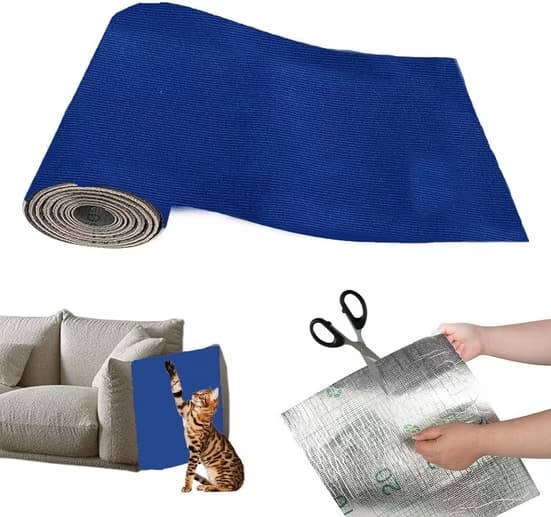 Self-adhesive cat scratching pad, wall protector for scratching pad, scratching pad for sofa, cat scratching mat, corner DIY Dark Blue 30cmx100cm