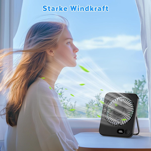 Bärbar USB skrivbordsfläkt,starkt luftflöde, 35 dB ultratyst,5 hastigheter skrivbordsfläkt, lutningsvikbar, minibordsfläkt för hem kontor bord sovrum