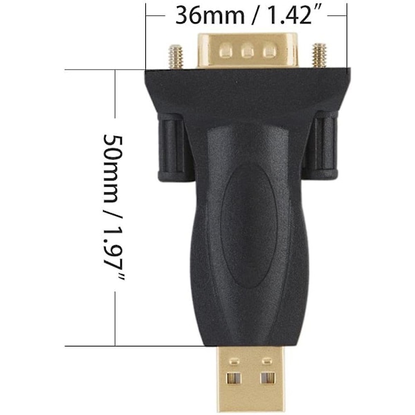 USB til RS232 Adapter med Chipset, USB til DB9 Seriell Konverter - Hun-stik