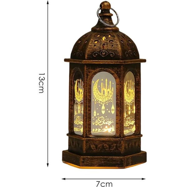 Ramadan dekorativ lampa, Eid Mubarak lykta månstjärna dekoration, Ramadan dekoration Muslimsk festival dekorativ, brons