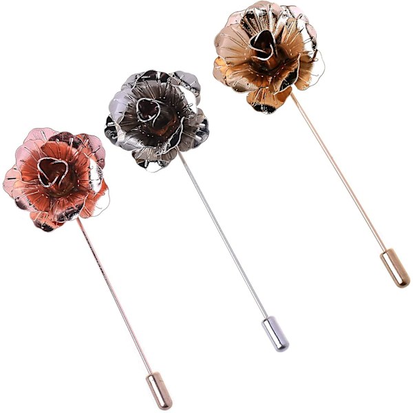 Cosmos 3 kpl Miesten Puku Metalliruusu Rintamerkin Neula