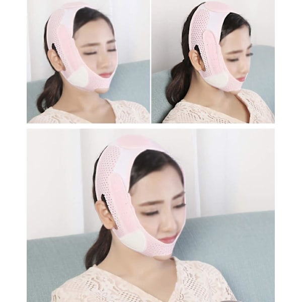Bandage Lifting Firming Small V Face Paste Embedding Double Chin Decree Pattern Men And Women Sleeping Mask Pink