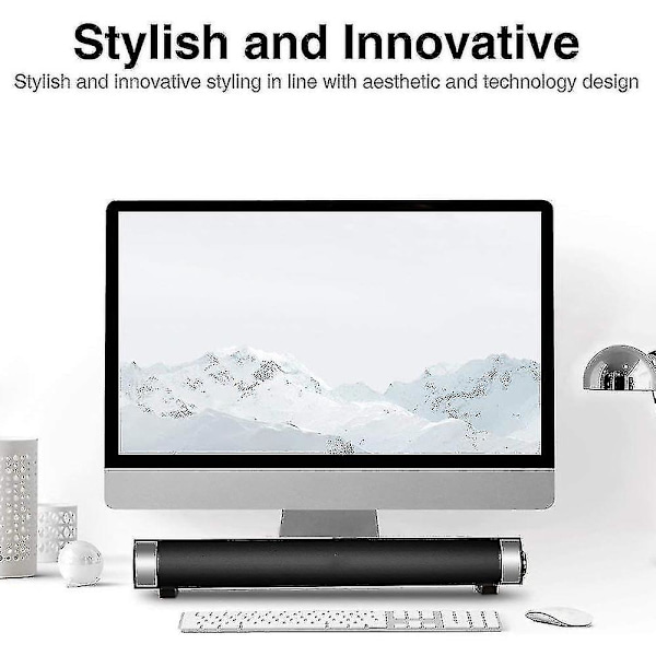 Datorhögtalare, datorljudfält, stereo USB-driven miniljudfält för PC-surfplattor stationär mobiltelefon bärbar dator (svart)
