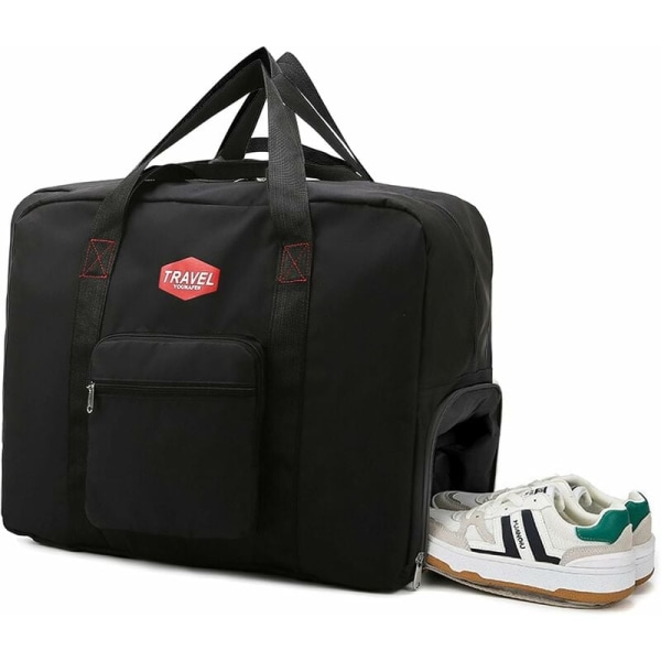 Rejsetaske, håndbagagetaske, 50x40x20 cm rejsetaske stor?, kufferttasker, foldbar taske, med separat skorum, håndbagage (sort)