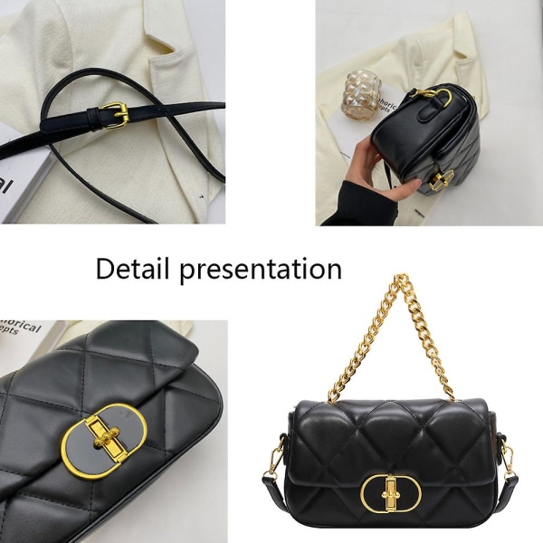 Handväska Crossbody-väska för kvinnor med kedjerem Mode kvinnlig tonåring Girlblack