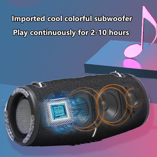 100W Hög Effekt Trådlös TWS Subwoofer Bärbar Vattentät Kort Högtalare RGB Färgrik Roterande Blinkande Ljus Bluetooth Högtalare (S, Grå)