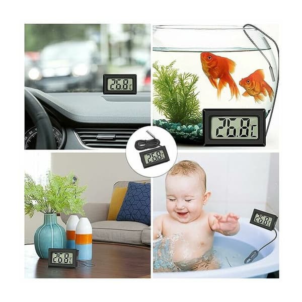 4st Mini Digital LCD Termometer Temperatur med Temperatursond Sensor Testare för Kylskåp Frysar Akvarium (Svart)