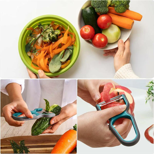 Sch??ler Grönsaker, Potatisskalare, Set med 2 köksskalare, Sparrisskalare, Universalskalare för frukt och grönsaker (Grön)