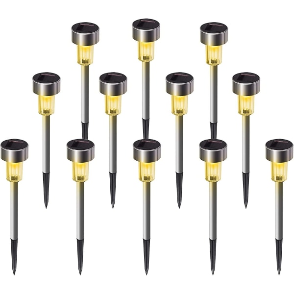 Solcellslampor utomhus, rostfritt stål vattentäta utomhuslampor - 12-pack, LED-landskapsbelysning utomhus solcellslampor solcellslampor solcellslampor