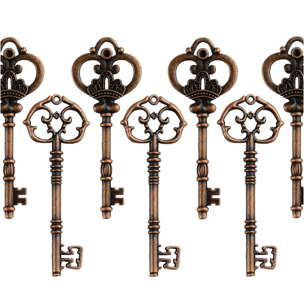 Blandat set med 20 extra stora skelettnycklar i antik brons - set med 20 nycklar (2 stilar) - 3 1/4" nycklarC