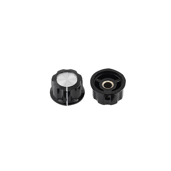 Potentiometerkontrollknappar, 4 st runda potentiometrar 27 mm räfflad greppaxel vridning för 6 mm toppvridknappar