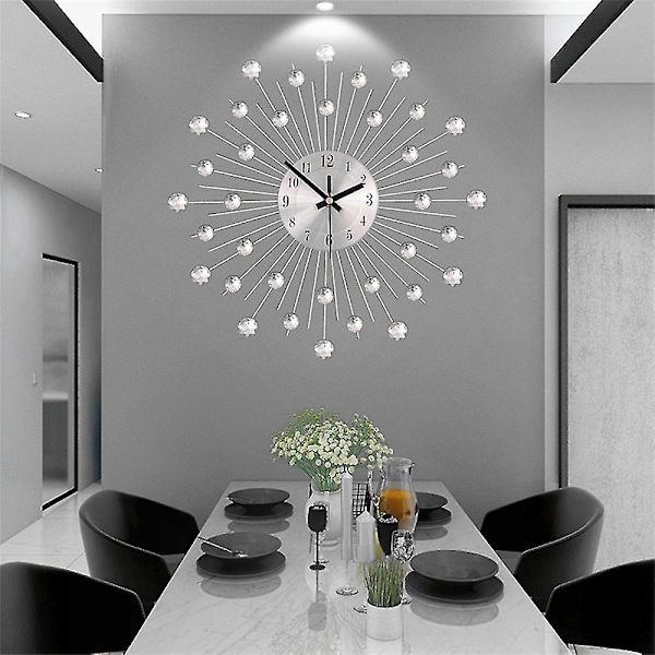 Radial Sunburst Diamond Silent Väggklocka Modern Heminredning