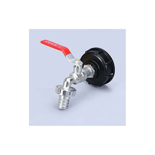 Hane Tank 1000L Regnvandssamler, IBC Vandtank Adapter 1/2' Dobbelt Regn, Legering Materiale Hane Lavet af PP Grov Gevind 60mm