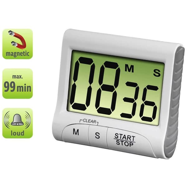 Display Kök Timer Magnetisk Hög Alarm på ett Rep Matlagning Timer för Kök Lärare Studenter Spel Barnmöten, Vit?