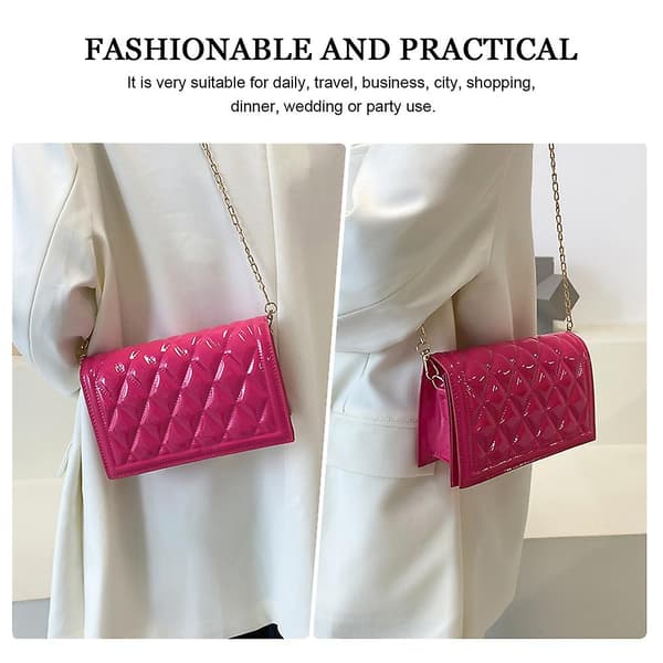 Axelväskor för kvinnor, små handväskor, axelväska, damplånbok, aftonväska med kedjerem, rosa