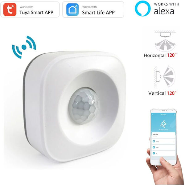 Tuya WIFI PIR Bevægelsessensor Bevægelsesdetektor Sensor Smart Life APP Trådløst Hjemmesikkerhedssystem Arbejde med Alexa Scenarie Sæt
