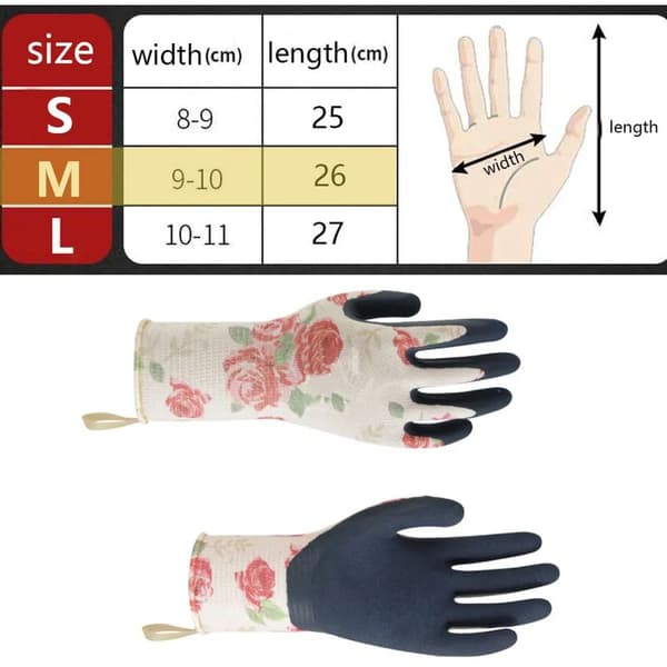 Læderhavehandsker til kvinder, lange havehandsker til roseskæring, til mor og bedstemor, pink M